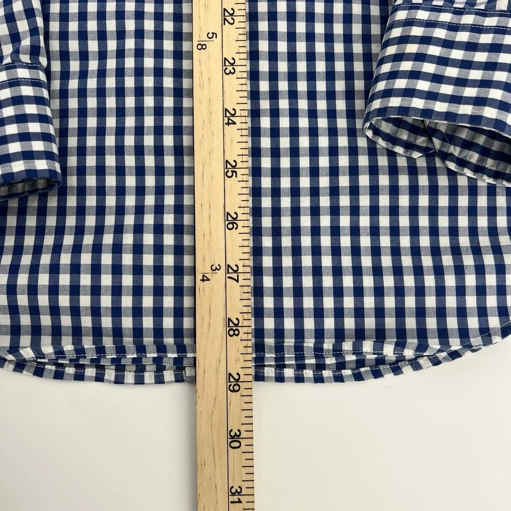 Banana Republic Men's Shirt Size SMALL 14-14 1/2 Slim Fit Blue Check Long Sleeve